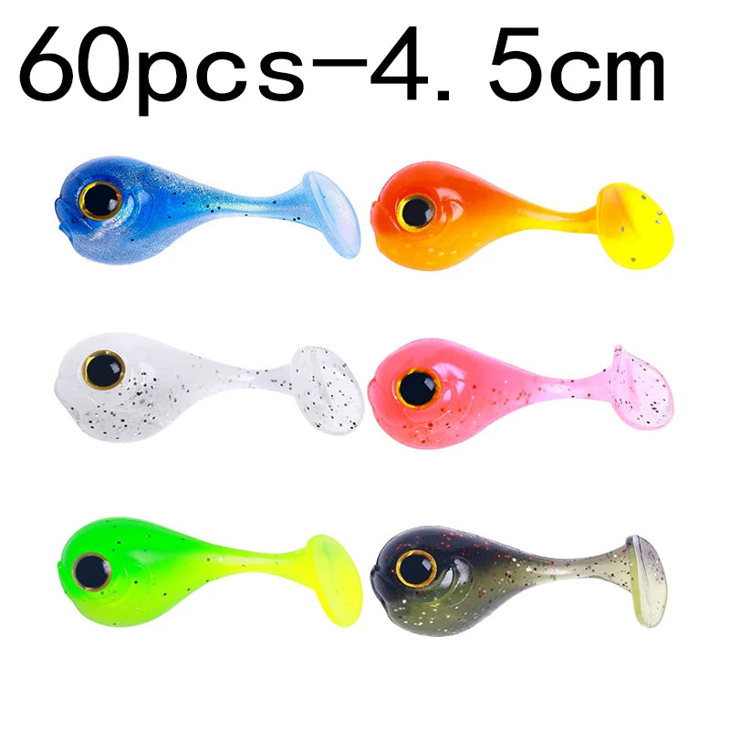 Leurre souple en silicone 4,5 cm avec queue en T — nageur, pêche carpe, black-bass, brochet