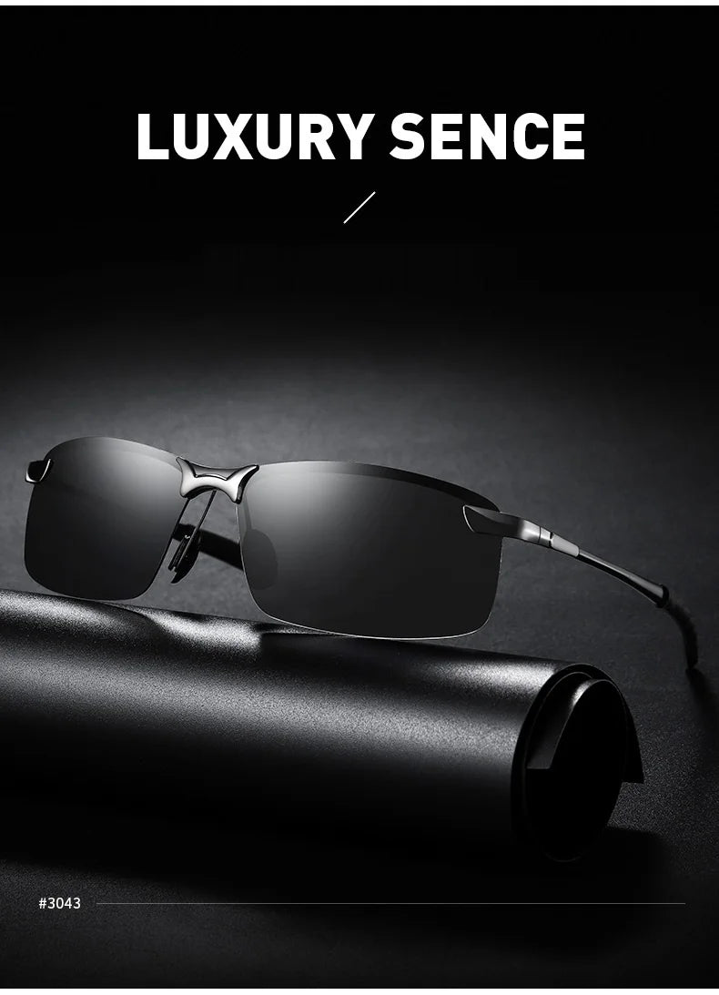 Lunettes de soleil polarisées classiques en métal pour hommes, mode, conduite, pêche, demi-monture, rétro, marque de luxe, lunettes de créateur, UV400