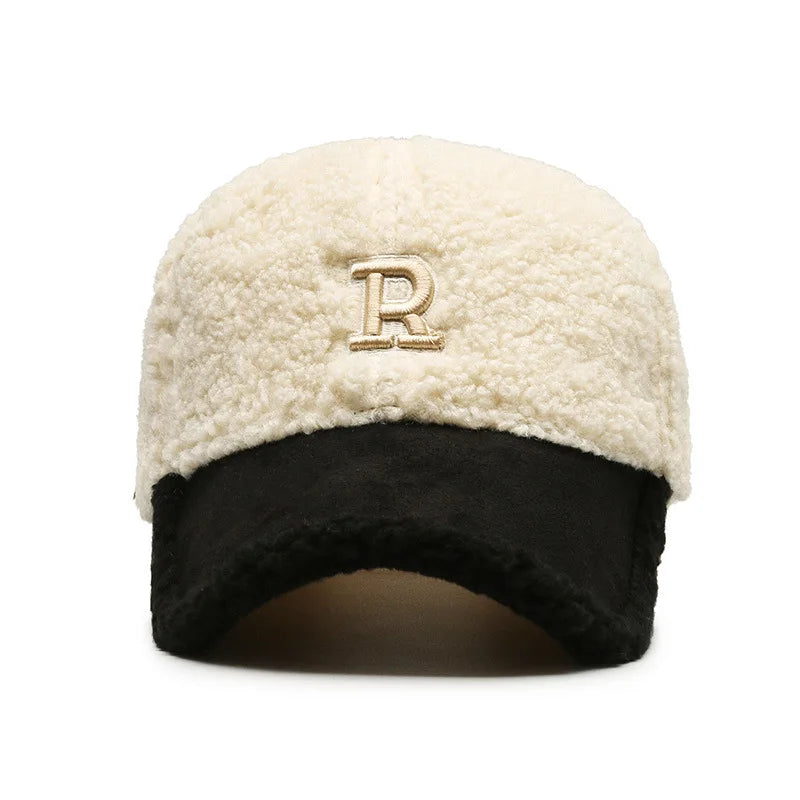 Casquette de baseball hiver tendance en laine d'agneau — hommes, femmes, golf, coupe-vent, extérieur