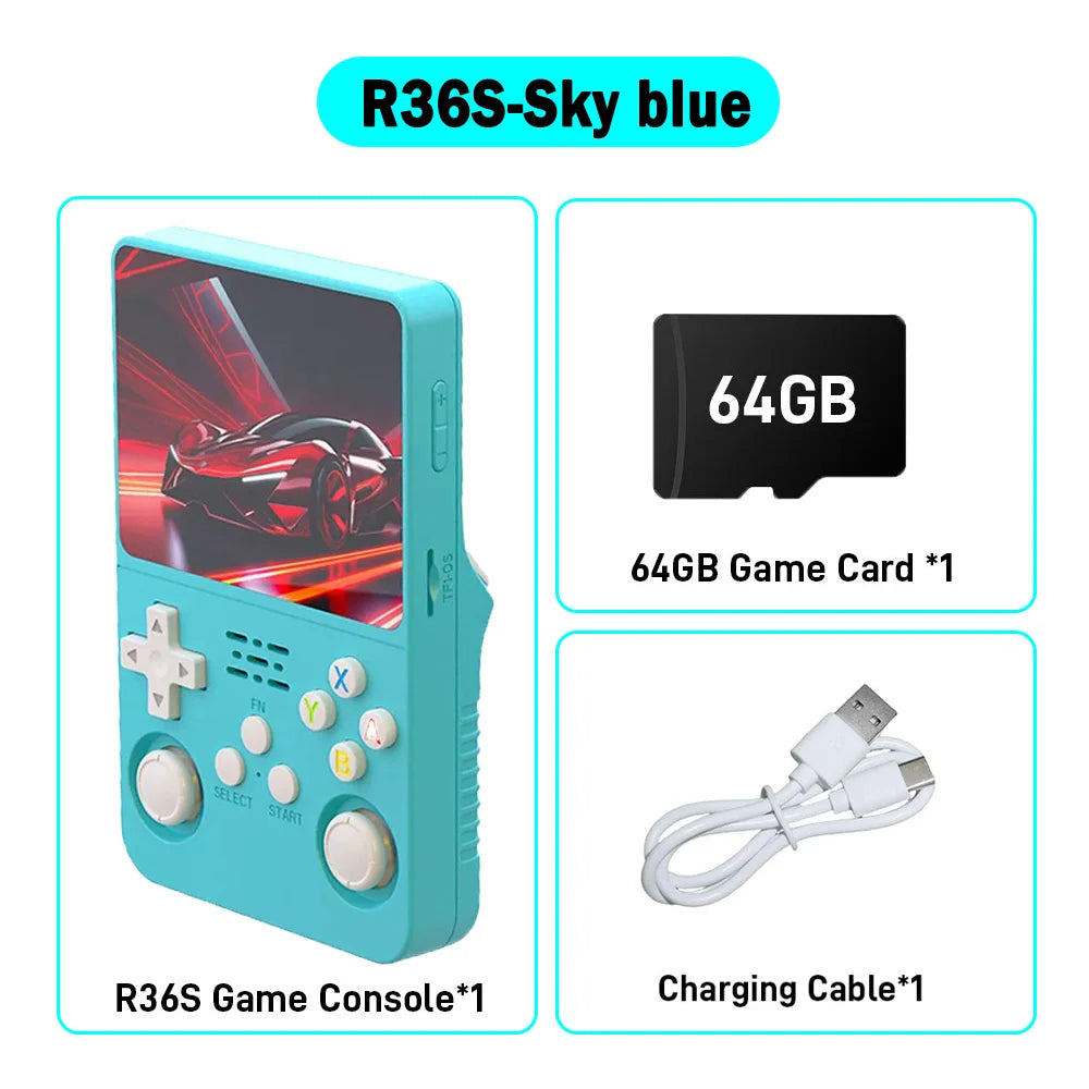 Console de jeu rétro portable 3,5" IPS — 64 Go, plusieurs couleurs, lecteur portable, jeux classiques