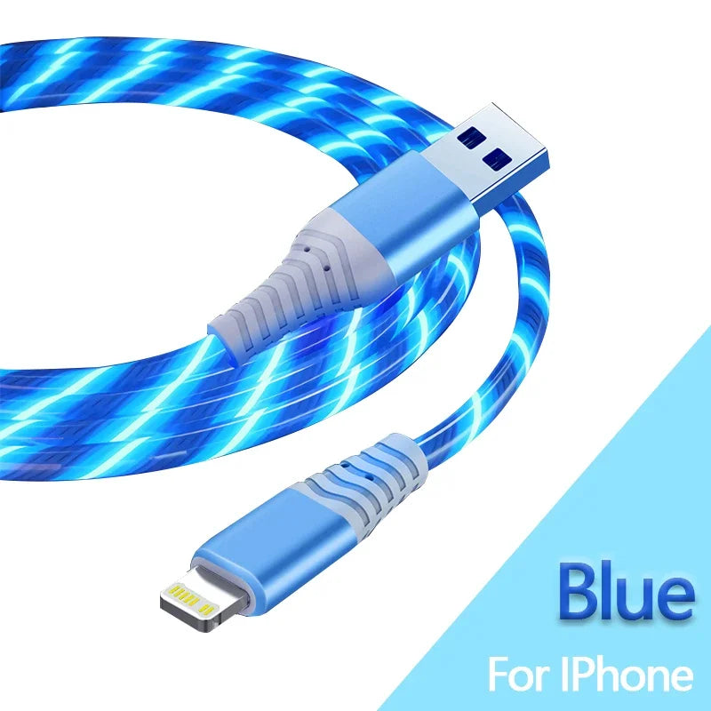 Câble USB Lumineux 7A — Charge Rapide Micro USB & Type-C LED Streamer
