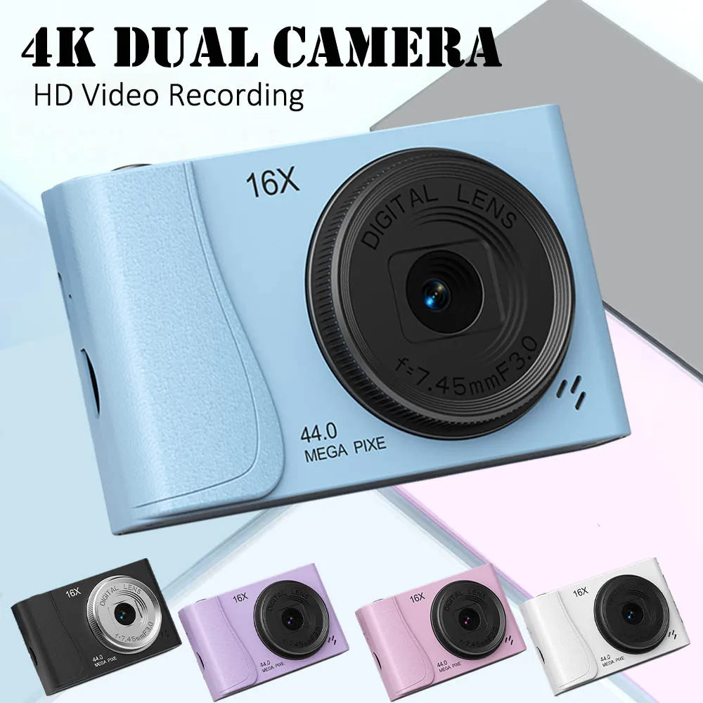 Videocámara retro CCD de 24 millones de píxeles, cámara digital 4K, zoom 16x, cámaras compactas, enfoque automático para principiantes adultos, fotografía para niños
