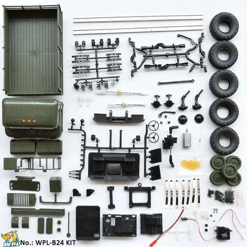 WPL B-24 Peugeot Camión Militar a Control Remoto DIY Todoterreno versiB24 Coche RC 4 Ruedas Bumoso Drive Escalada GAZ-66 Vehículo Regalo Juguete para Niño