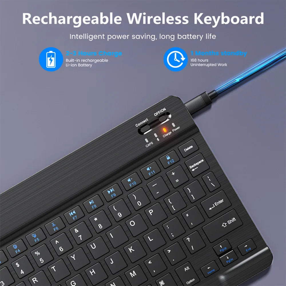 Clavier & Souris Sans Fil Bluetooth — Tablette Multilingue Espagnol Coréen Russe