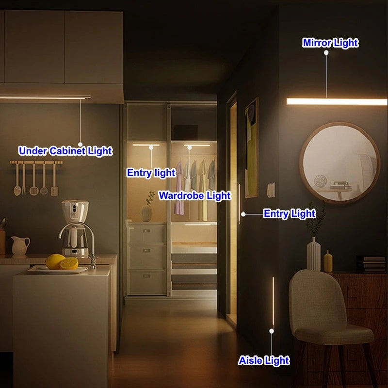 Lampe LED sans fil avec capteur de mouvement, Rechargeable par USB, veilleuse à Induction, Portable, sans fil, magnétique, pour armoire, cuisine