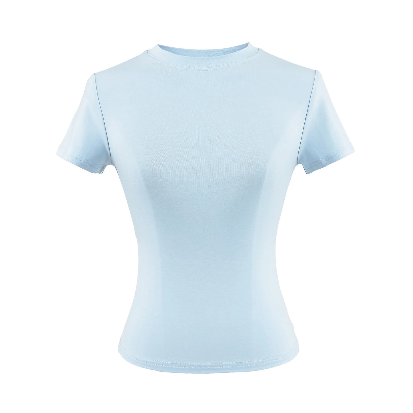 Camiseta de manga corta para mujer, casual, de alta calidad, sexy, ajustada, a la moda, de color liso, ropa y2k, 2024