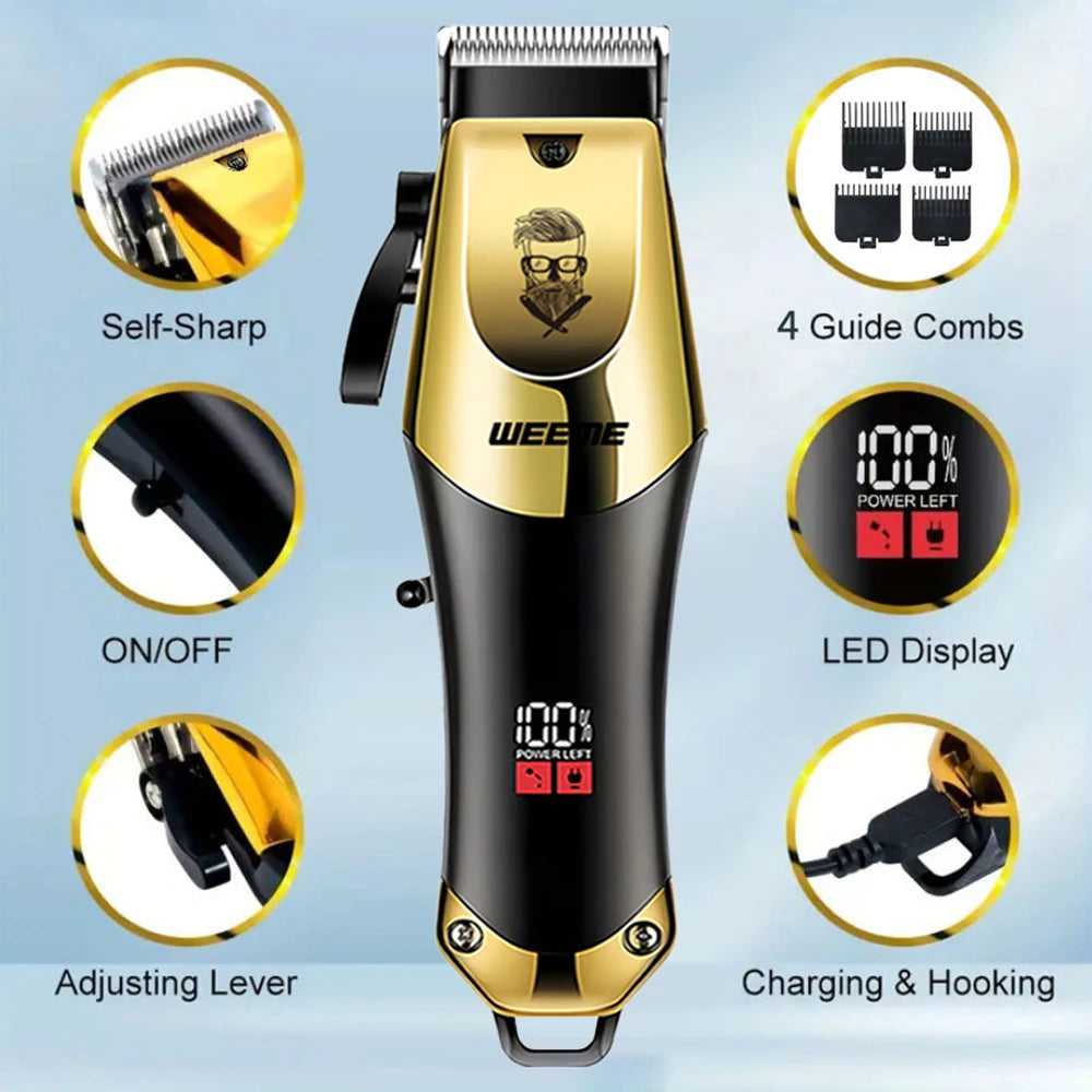 Tondeuse à cheveux électrique vintage pour homme — tondeuse barbe rechargeable, kit nez, cadeau