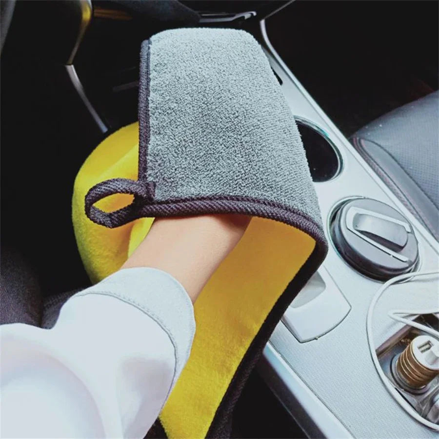Serviette de nettoyage en microfibre épaisse, chiffon de séchage doux, serviettes de lavage de carrosserie de voiture, chiffons de nettoyage Double couche, accessoires de voiture, 1/2/6/10 pièces