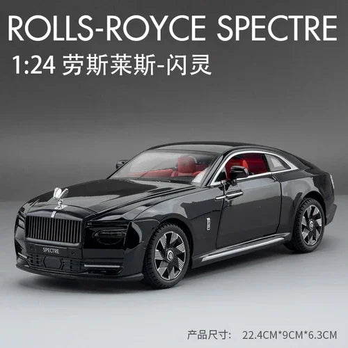 Rolls Royce Spectre Alloy Car Model for Boys, Simulation, Sound, Light, Collectible Metal Toys, Vehicles, Tire, Child, 1/24 Scale