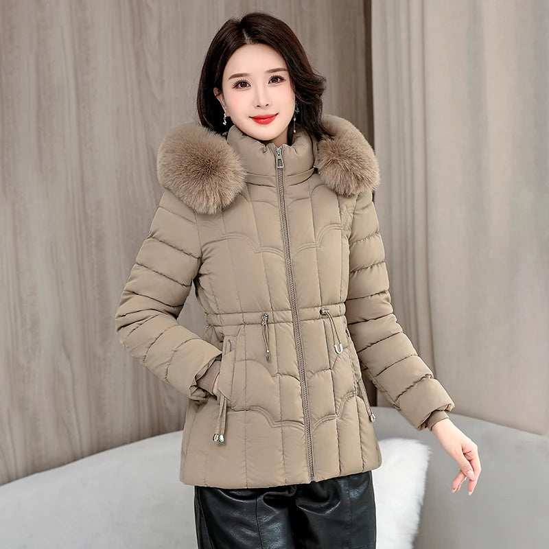 Doudoune femmes Parkas hiver 2025 — chaud, coton rembourré, manteau court à capuche