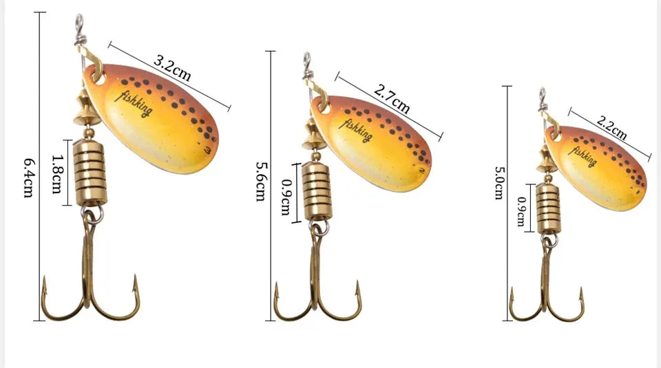 NGB métal leurre de pêche Spinner appâts 1 pièces 3.9g 4.6g 7.4g 10.8g 15g cuillère rotative leurres Spinners avec triples crochets brochet appâts