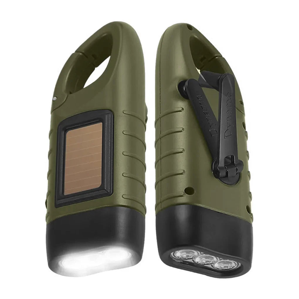 Lampe de poche LED à manivelle, équipement de survie Rechargeable à énergie solaire, torche de charge auto-alimentée, Dynamo pour pêche, bateau, randonnée