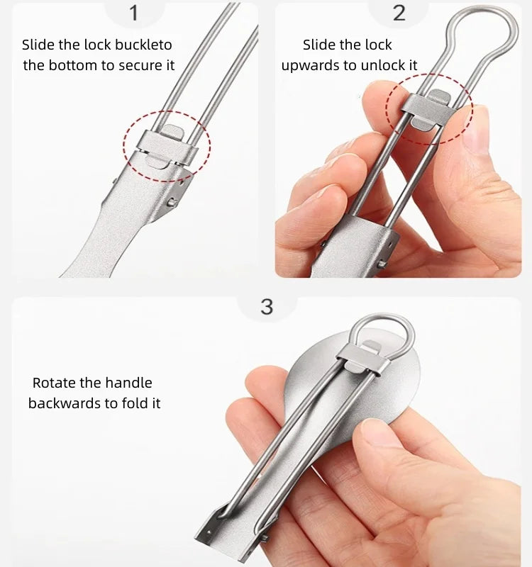 Cuillère à salade pliable en titane, cuillère à salade légère et portable pour le camping en plein air, la randonnée, le sac à dos, les voyages
