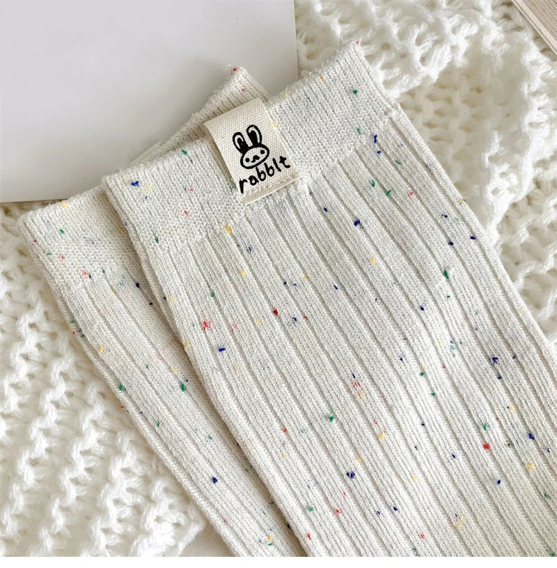 Chaussettes Carillon Respirantes Femme — Dessin Animé, Style Coréen, Décontractées, Douces