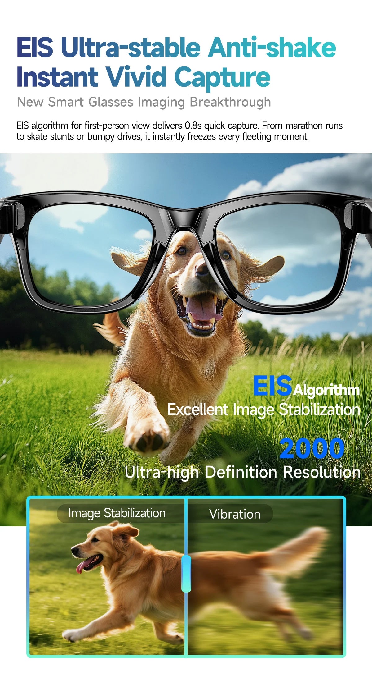 Nouvelle mise à niveau lunettes intelligentes avec caméra enregistrement vidéo AI reconnaissance Photo Bluetooth appel traduction voix lunettes de soleil hommes femmes
