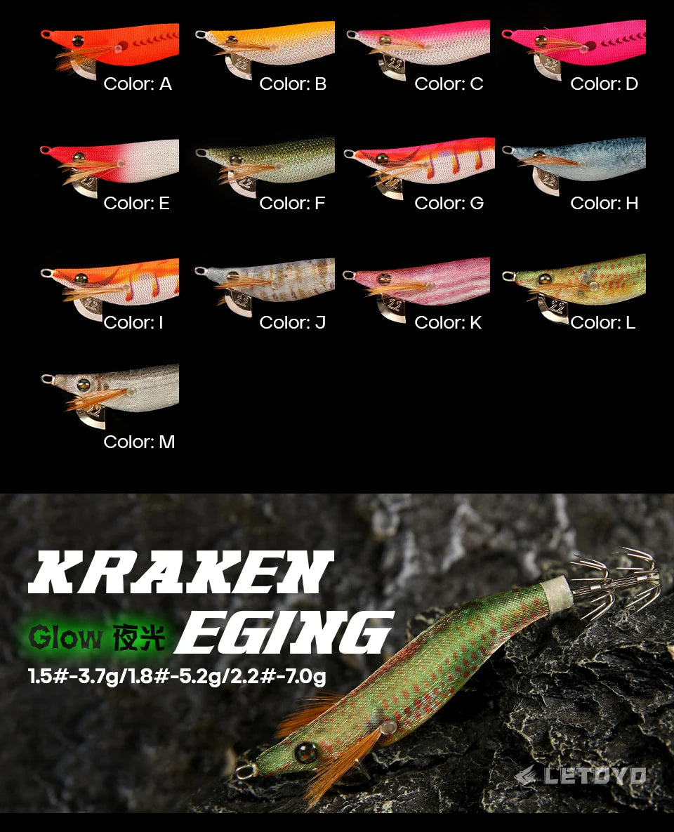 LETOYO Mini Leurre de Calmar — Tailles 1.5# 1.8# 2.2# Appat Squid
