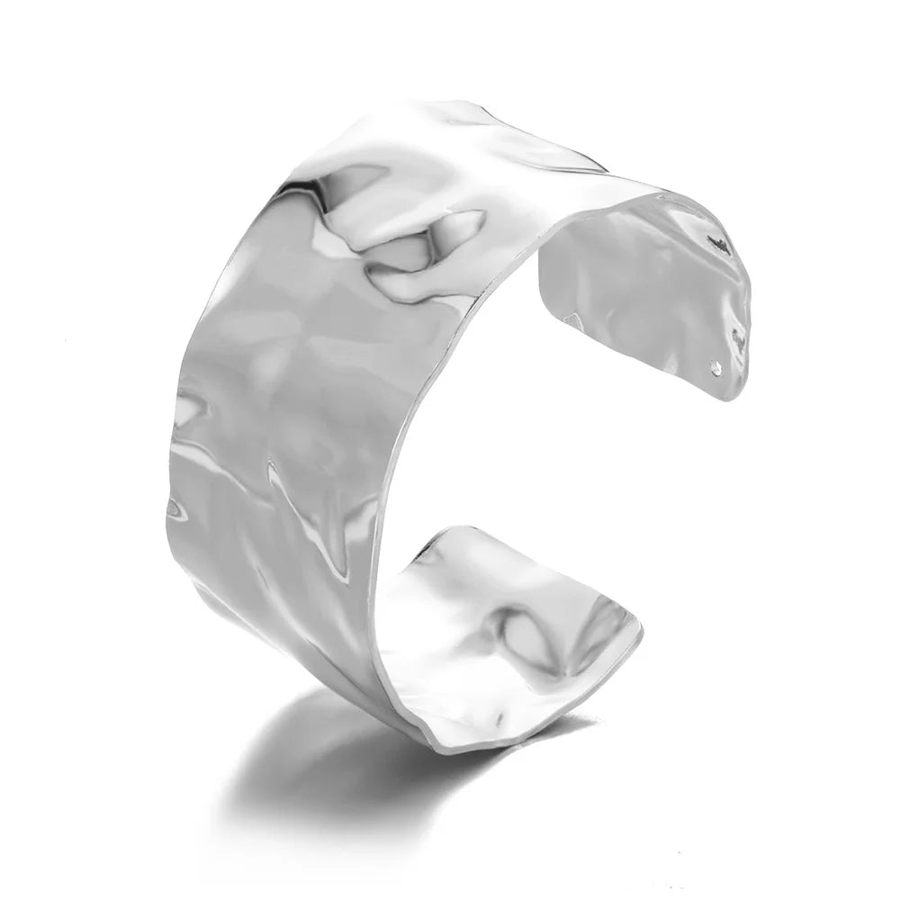 Bracelets d'ouverture à motif de bosse classique exquis pour femmes, manchette, couleur or, acier inoxydable, ornement à main, cadeau
