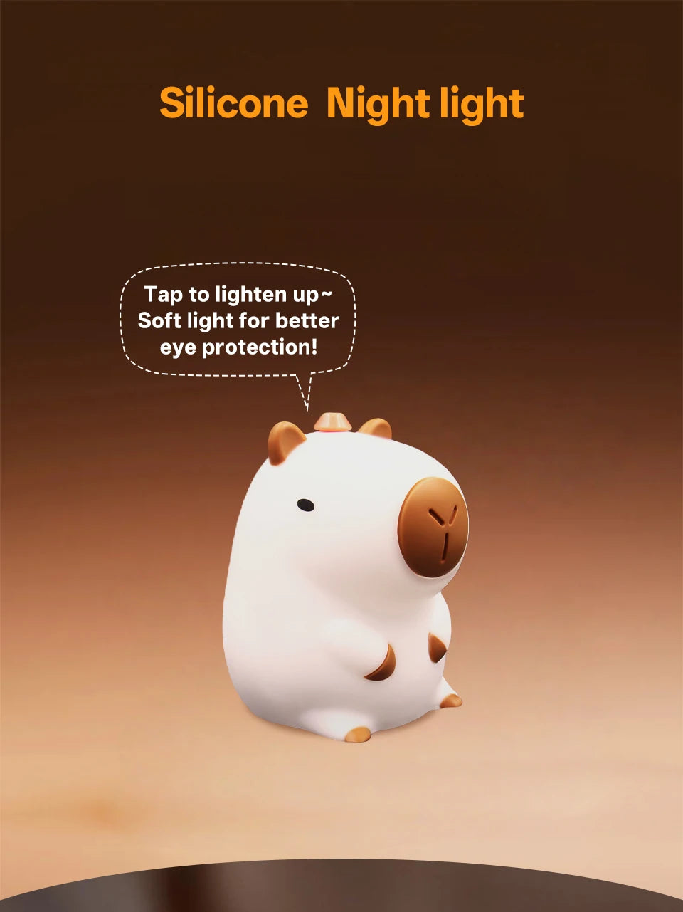 Veilleuse Capybara rechargeable — lampe de nuit pour enfants, décoration chambre, cadeau