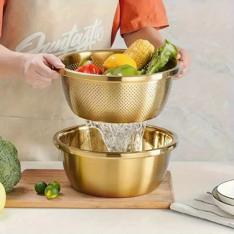 Juego de colador y vaporera de acero inoxidable de 2 piezas | Vaporera apta para lavavajillas para arroz, pasta y verduras | Herramientas duraderas, a prueba de óxido y que ahorran espacio