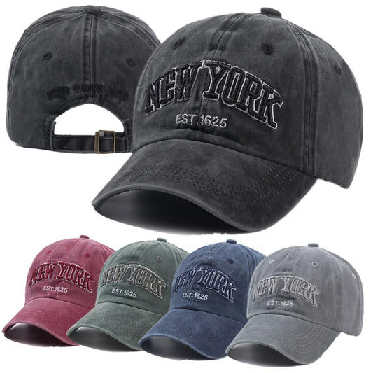 Casquette New York en coton lavé — hommes, femmes, snapback, baseball, protection solaire, chapeau papa, extérieur, 2024