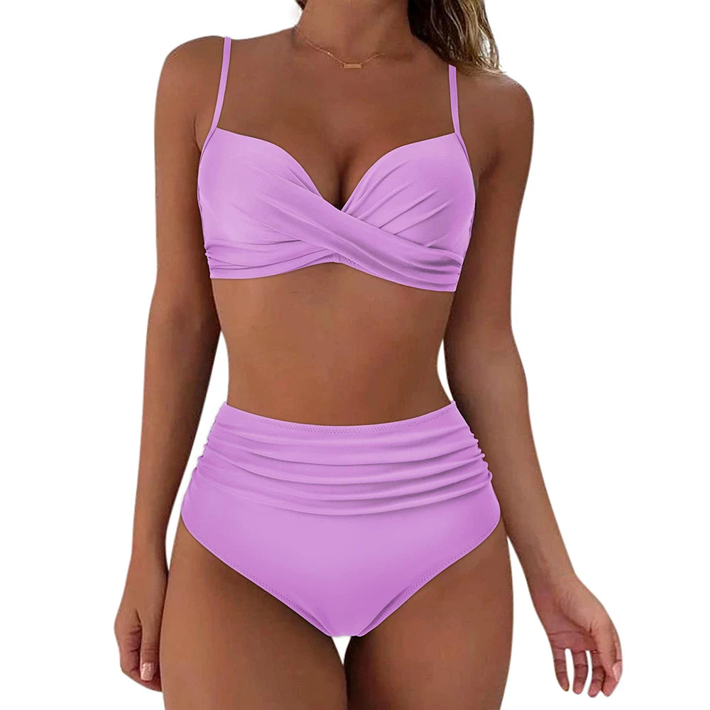 Maillots de bain vintage taille haute 2026 pour femmes, push-up, imprimés, tenues de plage estivales