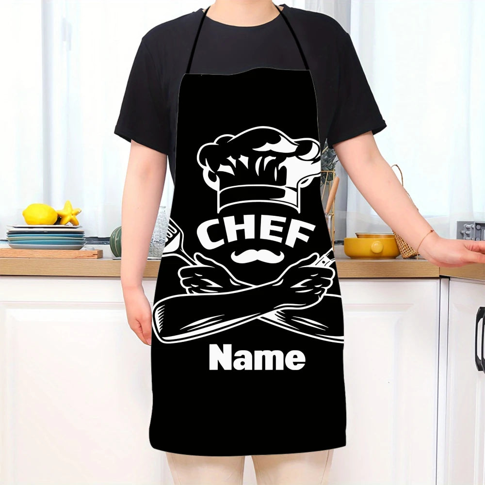 Gorro de chef con diseño de nombre personalizado, delantal de cocina para mujeres y hombres, babero unisex, delantal de cocina, horneado de chef