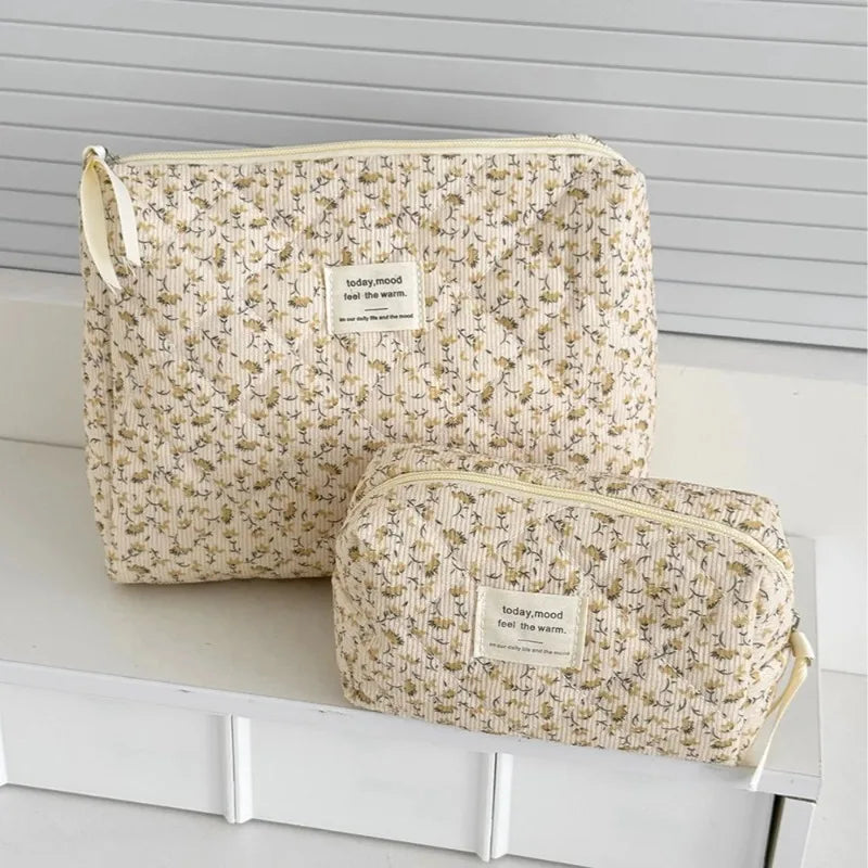 Trousse Toilette Vintage Florale Voyage — Organisateur Maquillage Grande Capacité