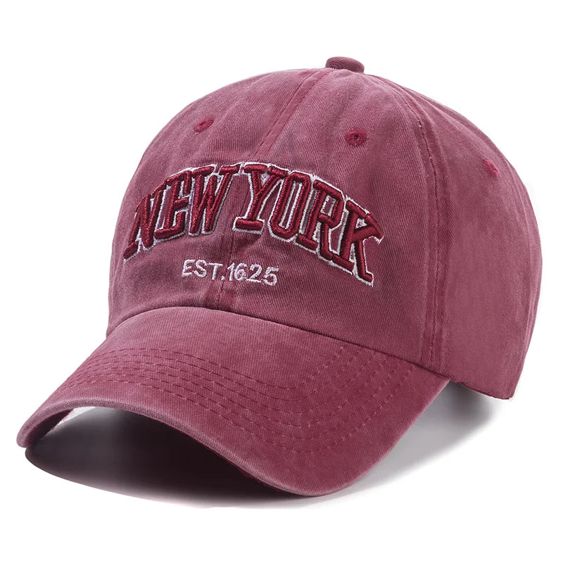 New York Distressed Cotton Cap for Men and Women, Snapback Caps, Baseball Caps, Sun Protection, CasAdvantages, Dad Hat, Outdoor Cap, 2024