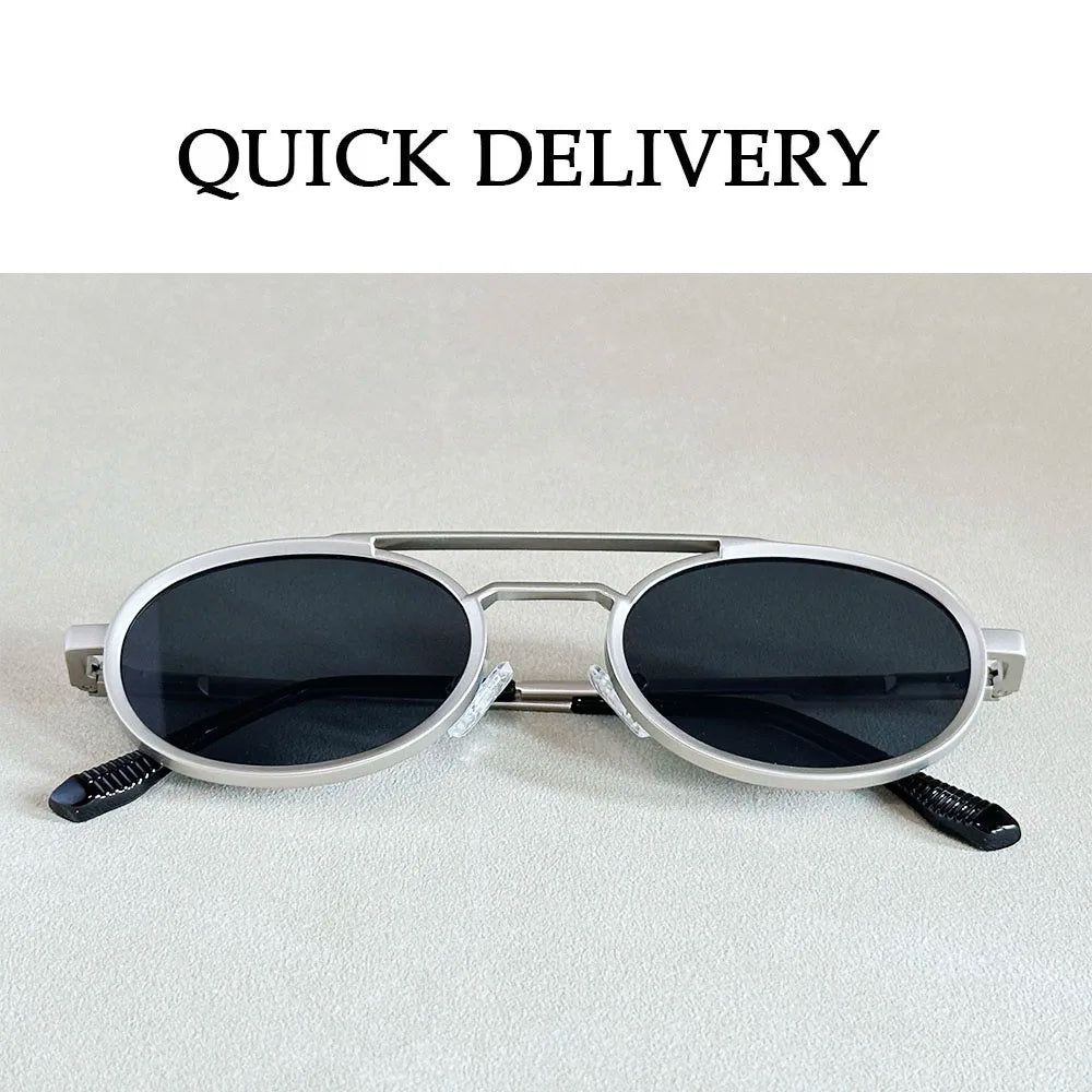 Lunettes de soleil ovales pour hommes et femmes — mode, vintage, Steampunk, 2025