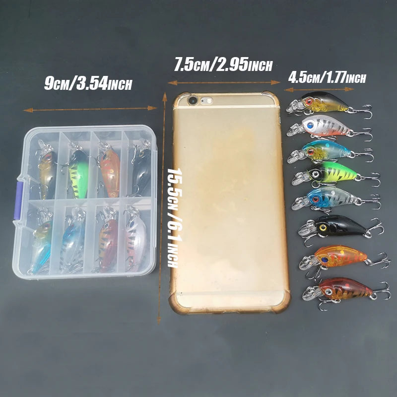 8 pièces Kit de leurre de pêche manivelle appât méné flottant appât artificiel appât de pêche en surface