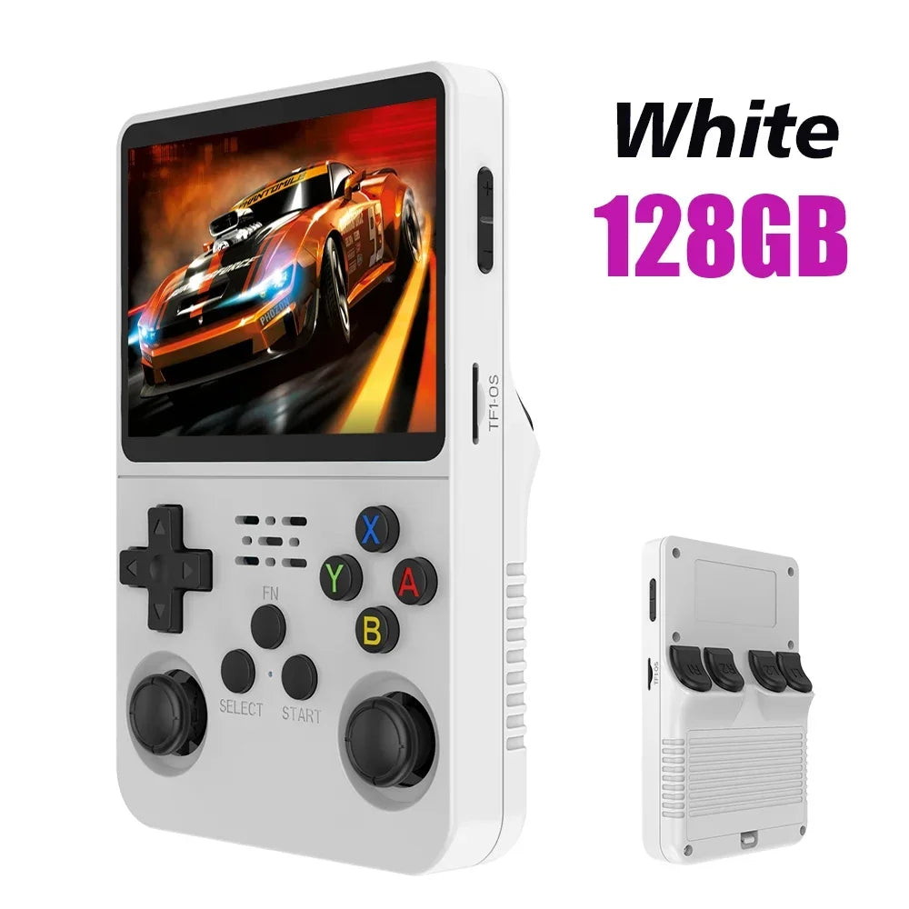 Consola de juegos portátil retro R36S con sistema ARKOS, pantalla IPS de 3,5 pulgadas, almacenamiento de 128 GB/64 GB, juegos precargados, regalo portátil para niños y jugadores