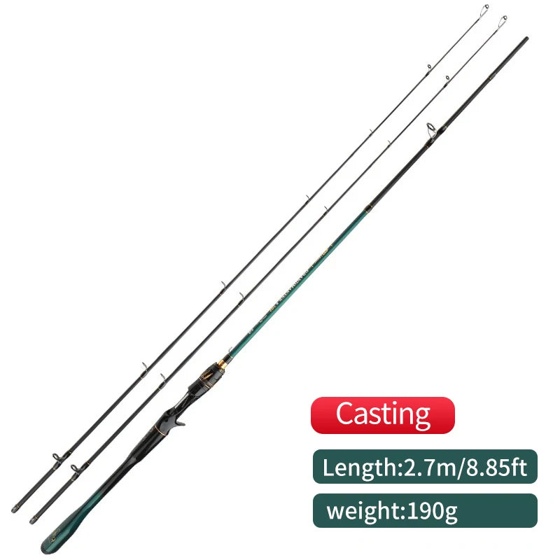 Canne à pêche ROLLFISH 2 Tips légère en fibre de carbone, puissance M/MH, spinning et casting, eau douce et eau salée