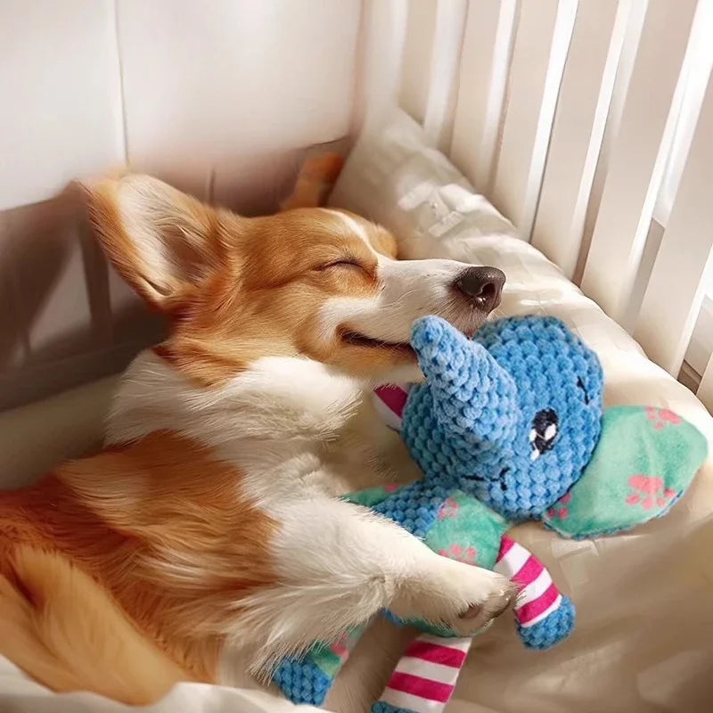 Jouet en peluche pour chien, mignon renard, éléphant, résistant aux morsures, interactif, grinçant, jouet à mâcher, nettoyage des dents de chien, poupée sonore, jouet à mâcher