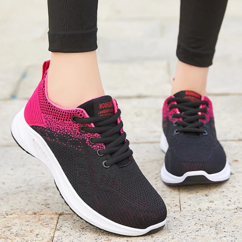 Women's Tennis 2025 Women's Vulcanized Shoes Air Mesh Lightweight Soft Sneakers Women's Flats Lace-Up Platform Casual Shoes Women's Sneakers