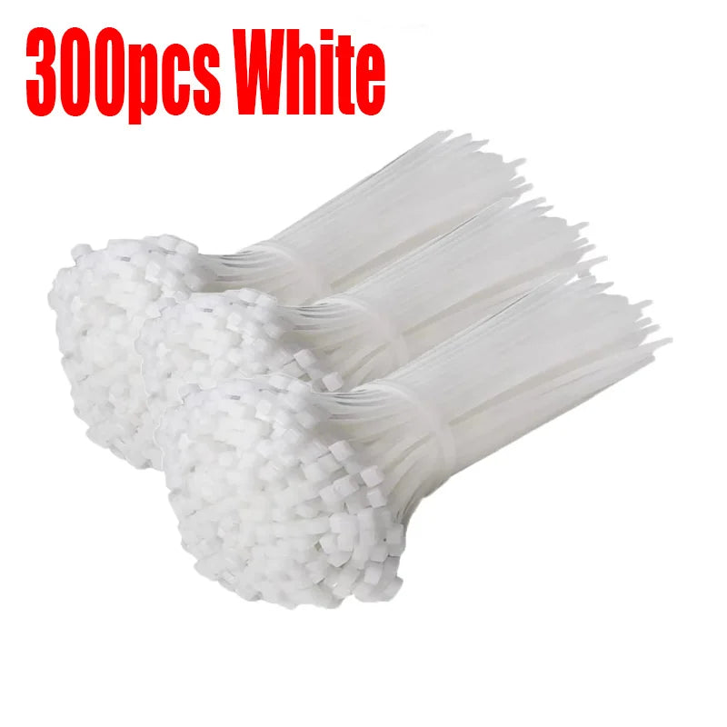 Self-locking Adjustable Nylon Cable Ties, Fastening Buckle, Reusable Plastic Metal Ties for Office and Home