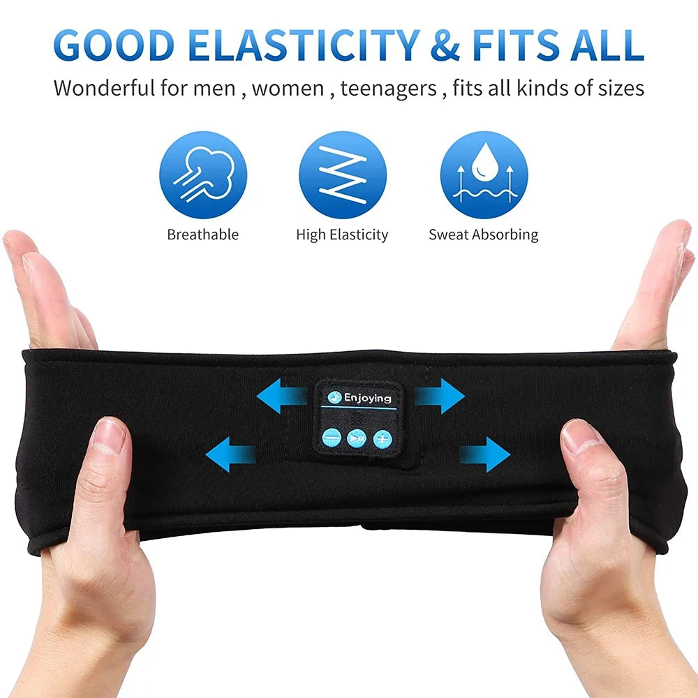 Casque Bluetooth 5.0 bandeau de couchage — écouteurs sport sans fil, masque pour les yeux, musique