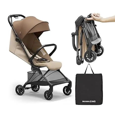 MAMAZING Ultra Air X Carrito de viaje ligero de fibra de carbono de 9,9 lb con tela impermeable UPF50+ (MARRÓN)