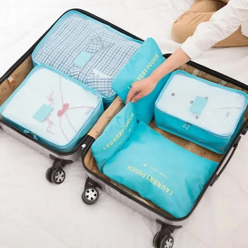 Organisateur de Voyage 6 Pièces — Valise Portable Vêtements, Chaussures & Maquillage