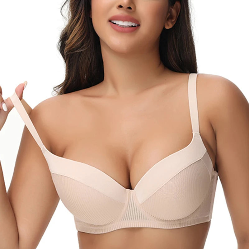 T-shirt Push Up grande taille pour femmes, soutien-gorge à armatures, Lingerie de soutien légèrement rembourrée, 75 80 85 90 95 B C D E F
