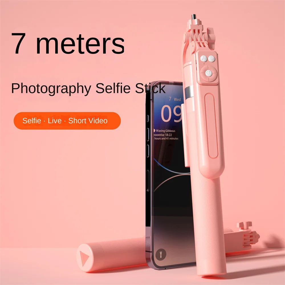 Trépied perche à selfie 1,7M avec télécommande sans fil — 360°, smartphone, vidéo, diffusion en direct