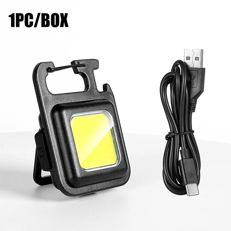 MINI linterna de llavero COB superbrillante, lámpara de carga, luces de camping con imán, 3 modos de iluminación para camping y hogar