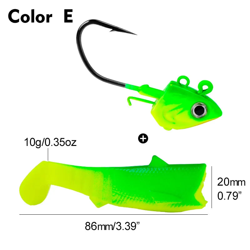 Hameçon de pêche au bar 30g 35g 45g, crochet de gabarit pour ver souple, matériel de pêche en mer, leurre en forme de tête de poisson, appât pour brochet