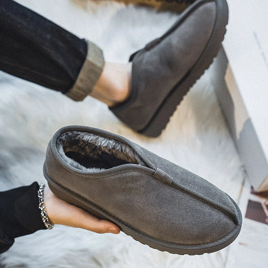 Men's Warm Slip-On Fur Sneakers, Waterproof Snow Boots, Rinse Boots, Winter Shoes