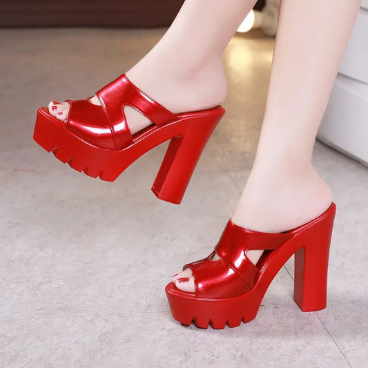 High-quality leather sandals for women, 13cm high heel, summer 2025 size, platform, open toe, elegant shoe, white, black