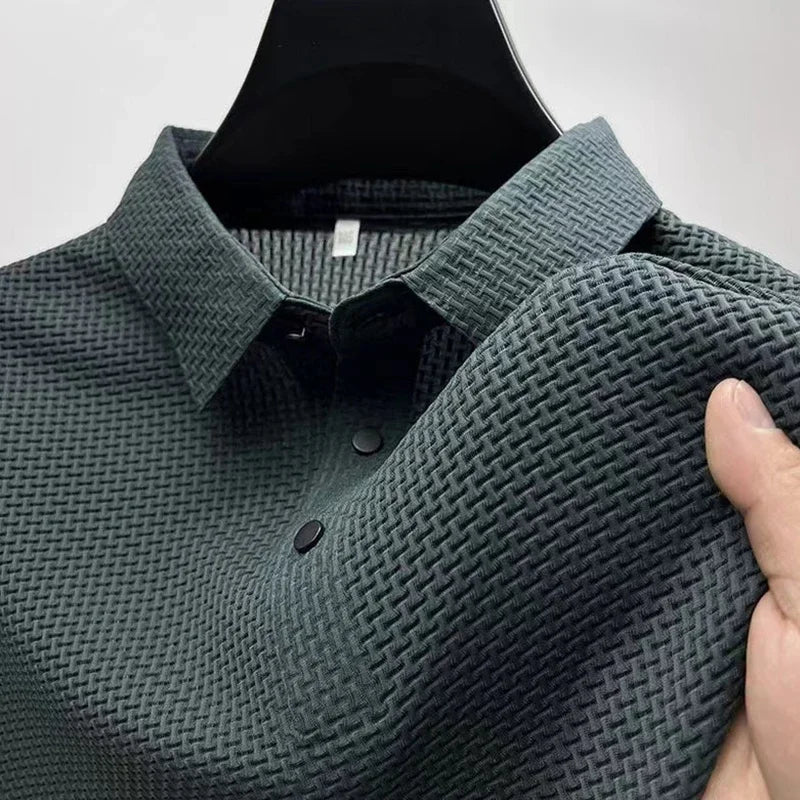 Polo Affaires Fleur d’Os Couleur Unie Homme — Respirant Confortable Été