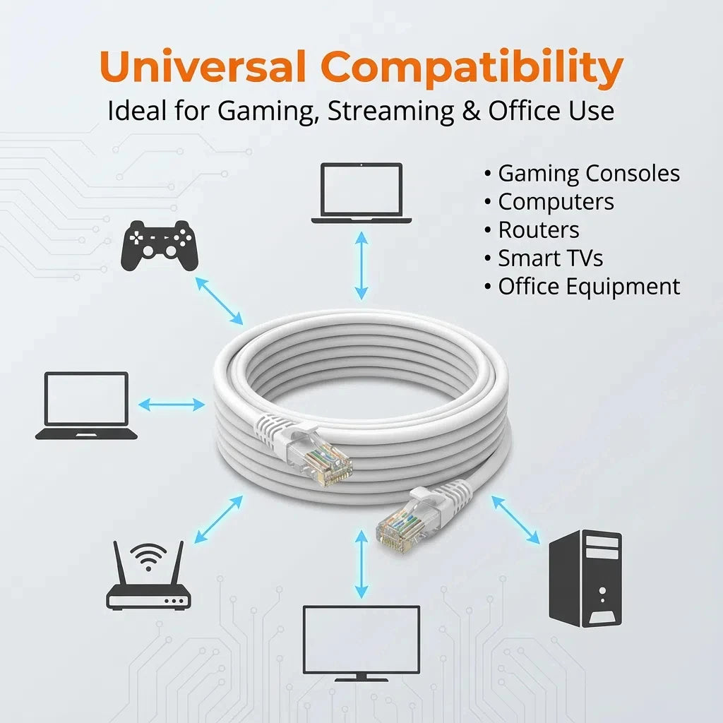 Cat6 RJ45 UTP Ethernet Cable 1000Mbps, 0.5/1/2/3/5/10/15/20/30/50M, LAN Network Cord, Internet Cord, Router, Computer Cable