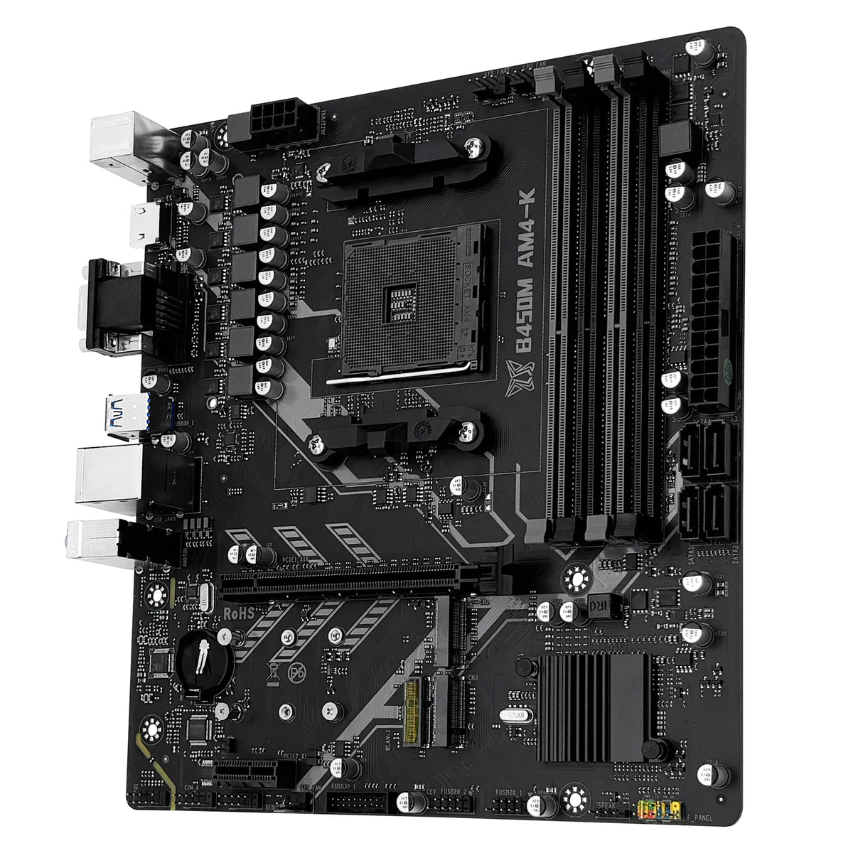 La carte mère MACHINIST B450M-AM4-K ADM prend en charge la série AM4 (processeur Ryzen 1-5) RAM DDR4 double NVME M.2 avec interface HDMI VGA DP