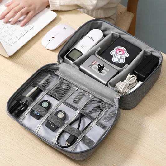 Bolsa de almacenamiento digital electrónica de viaje, multifuncional de gran capacidad para auriculares, funda protectora para cable de datos, bolsa a prueba de polvo de viaje Elec