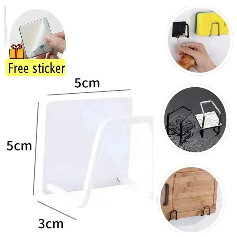 Soporte de esponjas de cocina de acero inoxidable, escurridor de esponjas para fregadero, estante de almacenamiento autoadhesivo, ganchos de pared, organizador de cocina