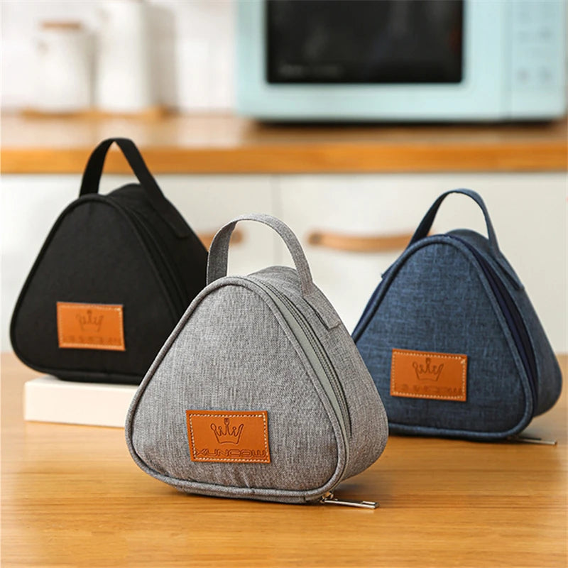 Mini sac isolant triangulaire en aluminium, refroidisseur thermique, fourre-tout pour étudiant, sac boule de riz, boîte à déjeuner, sacs de transport pour déjeuner Bento